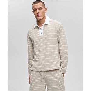 Mode Of One Mens Striped French Terry Polo Shirt, NWT
